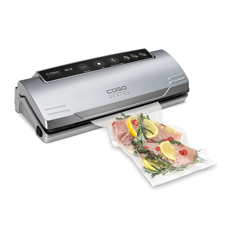 CASO VC 10 - Machine sous vide alimentaire, barre de soudure 30 cm, conserve les aliments jusqu’à 8 fois plus longtemps – coloris argenté