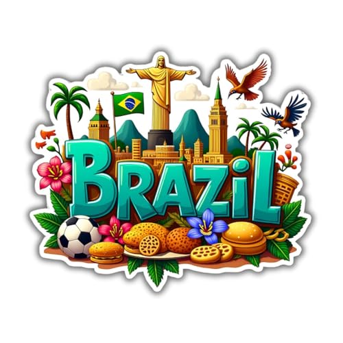 Image of Zesta Wooden Fridge Magnets Set | Refrigerator Decor Magnets for Kitchen | India Souvenir Fridge Magnet Collection | Wooden Magnet for Fridge Door Decoration (Brazil)