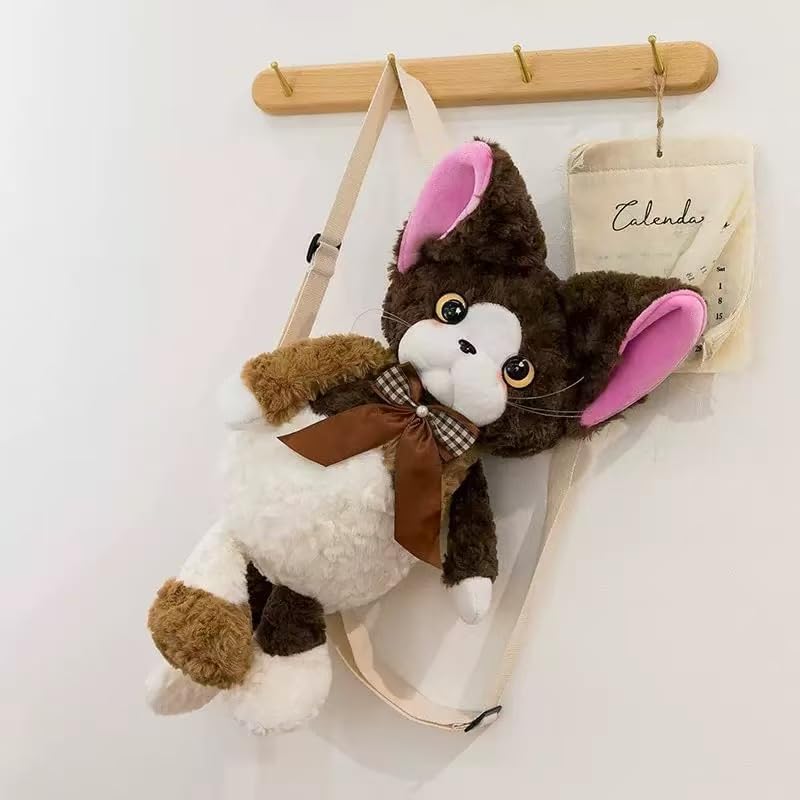 Devon Rex Stuffed Animals Backpack - Lifelike Stuffed Cat Plush Backpack, Handmade Cute Realistic Cat Shaped Bag