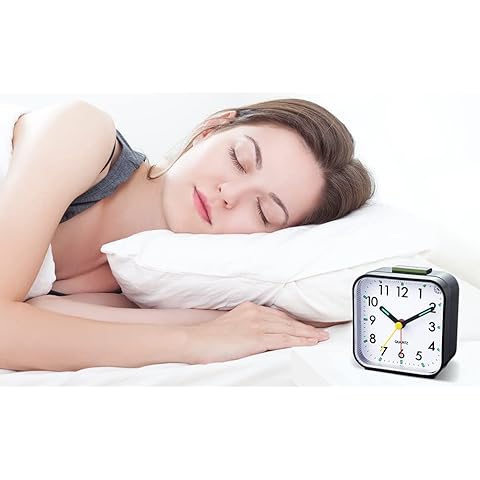Jcobay Battery Powered Alarm Clock Bedside Non Ticking Silent Desk Cover