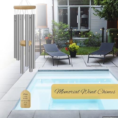 Image of Personalized Memorial Wind Chimes,Customized Large Wind Chime Outdoor,Metal Windchime Deep Tone,Custom Wind Chime in Loving Memory, Sympathy Gift After Loss of Mom Dad or Loved One