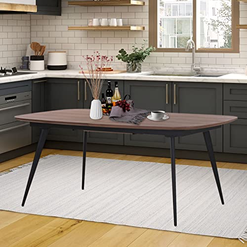 Lyuhome Extendable Dining Table, Mid Century Modern Kitchen Dinner Table Oval Wood Table, Dining Room Table For 4 6 8 With Metal Legs For Kitchern And Living Room (Walnut) #TOP3