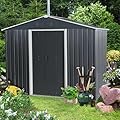YOPTO 8x6 FT Outdoor Storage Shed,Metal Shed with Floor,Garden Shed W/Air Vent & Lockable Sliding Door,All Weather Waterproof Tool House W/Sloped Roof,for Patio,Yard,Lawn,Black