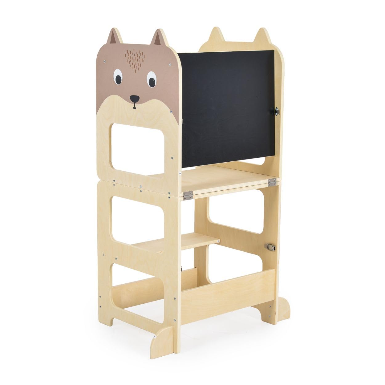 Moni Kinder Holz-Lernturm 3 in 1 24446 Schreibtisch Bank Zeichentafel Stehhilfe, Farben:braun
