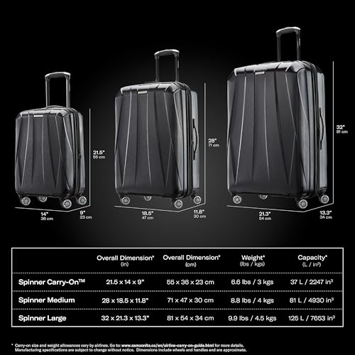 Image of Samsonite Centric 2 Hardside Expandable Luggage with Spinner Wheels, Black, Checked-Large 28-Inch