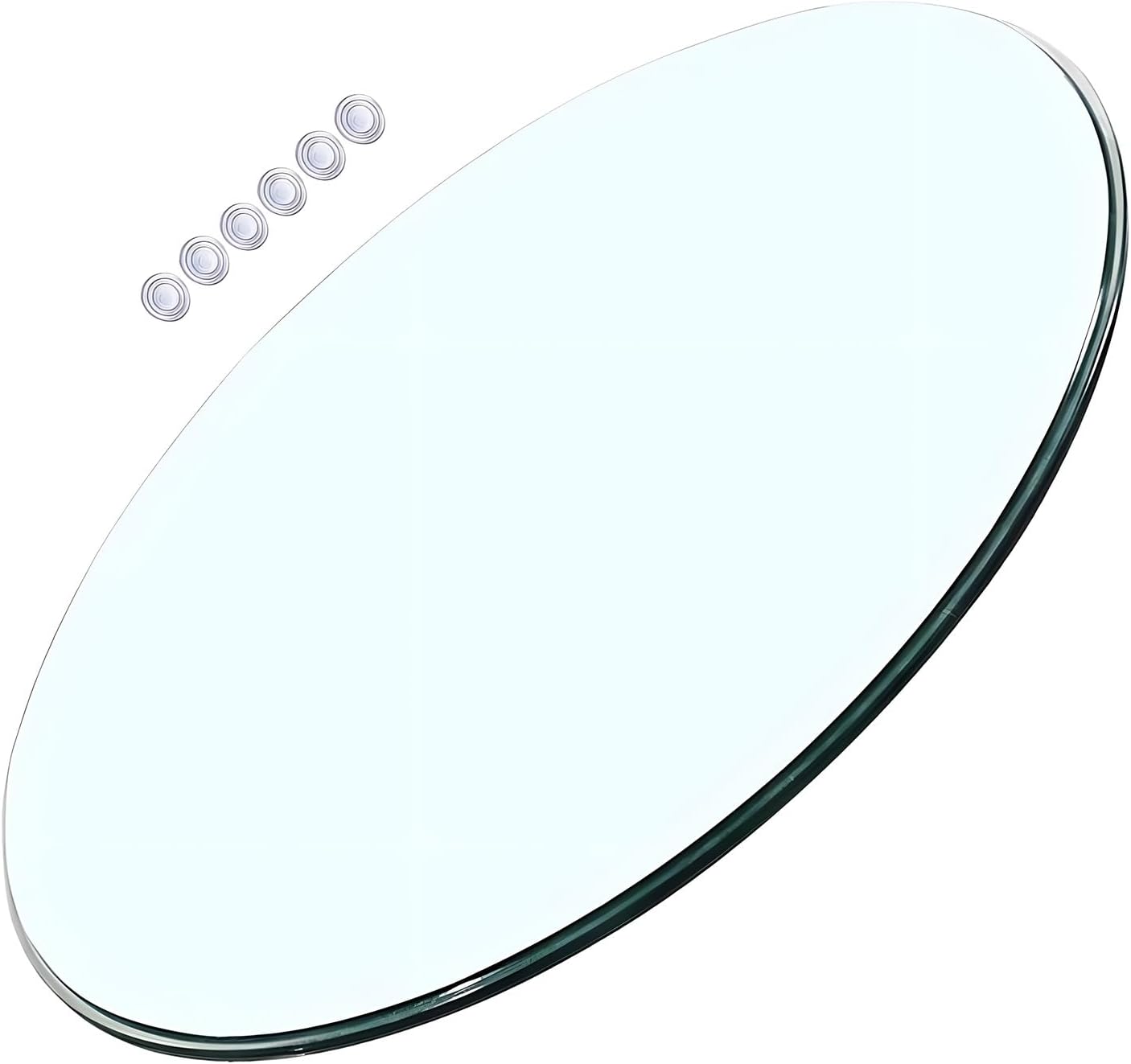 Round Clear Glass Table Top, 8mm Thick Tempered Flat Polished Edge, Multipurpose for Dining, Coffee, Restaurant, Patio Table Replacement(98cm)
