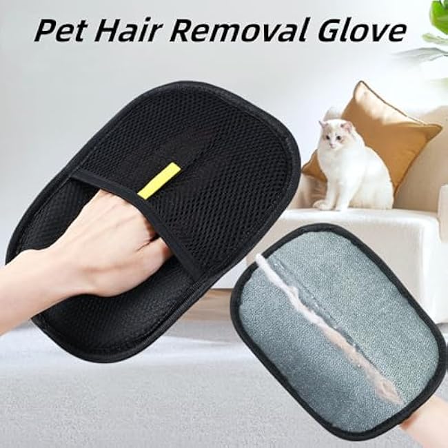 Pet Hair Removal Glove, 3PCS Pet Hair Remover Electrostatic Gloves for Cats & Dogs, Double Sided Reusable Pet Grooming Hair Removal Glove for Washing, Deshedding Furniture, Car, Couch, Carpet-UqInNHAN