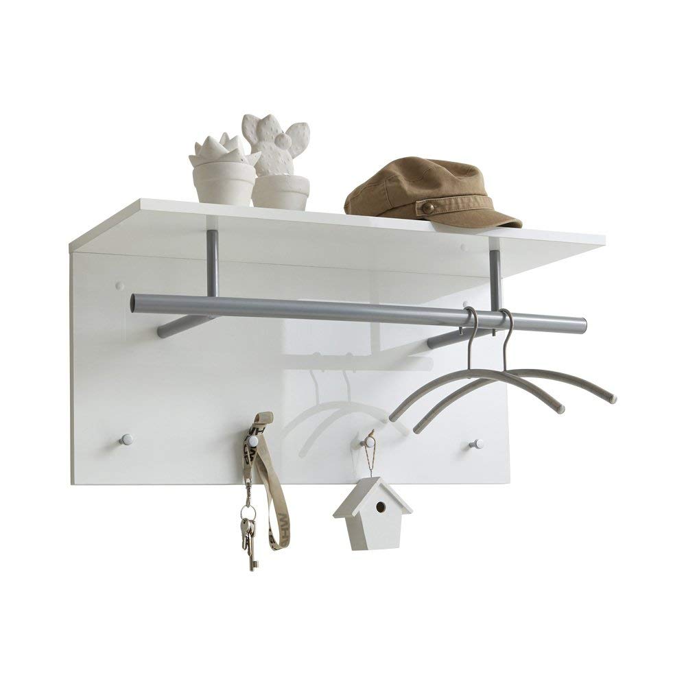 FMD Moebel Appendiabiti, Legno, Bianco Lucido, 35 x 72 x 29.3 cm