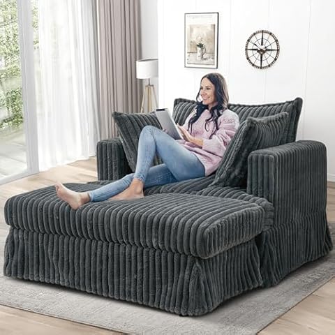 KINFFICT Comfy Corduroy Chaise Longue Cover