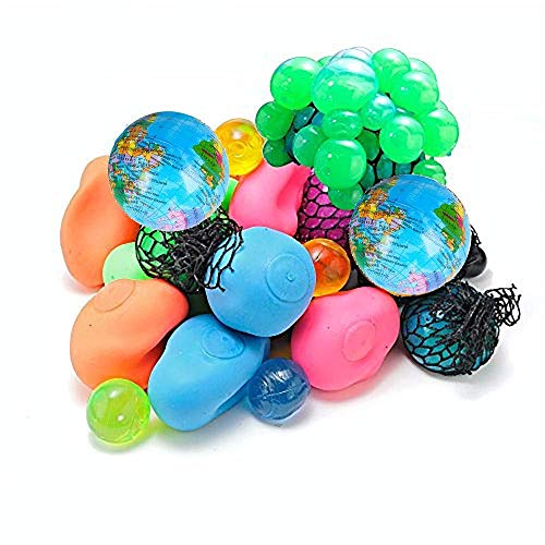 Bottles N Bags 12 Pack +1 Bonus Stress Squeeze Balls and Hand Exercise Stretch Ball