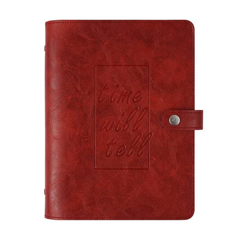 zeszyty, Notatnik Agenda Diary Osobisty organizer Okładka ze skóry PU z luźnymi kartkami Wymienny papierowy notatnik podróżny Artykuły papiernicze(Red,125 * 190mm)