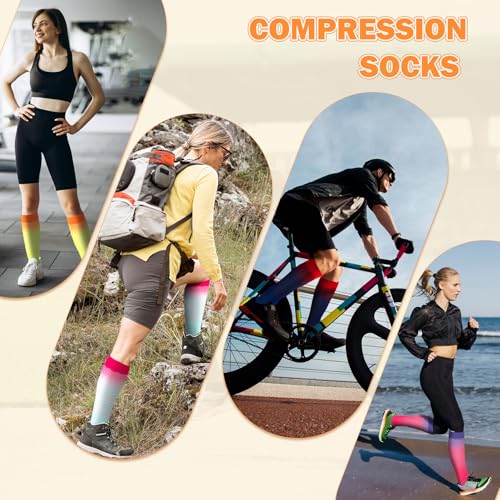 Image of LEOSTEP Compression Socks for Women and Men Circulation, Knee High Stockings Support for Nurses, Cycling, Hiking, Running