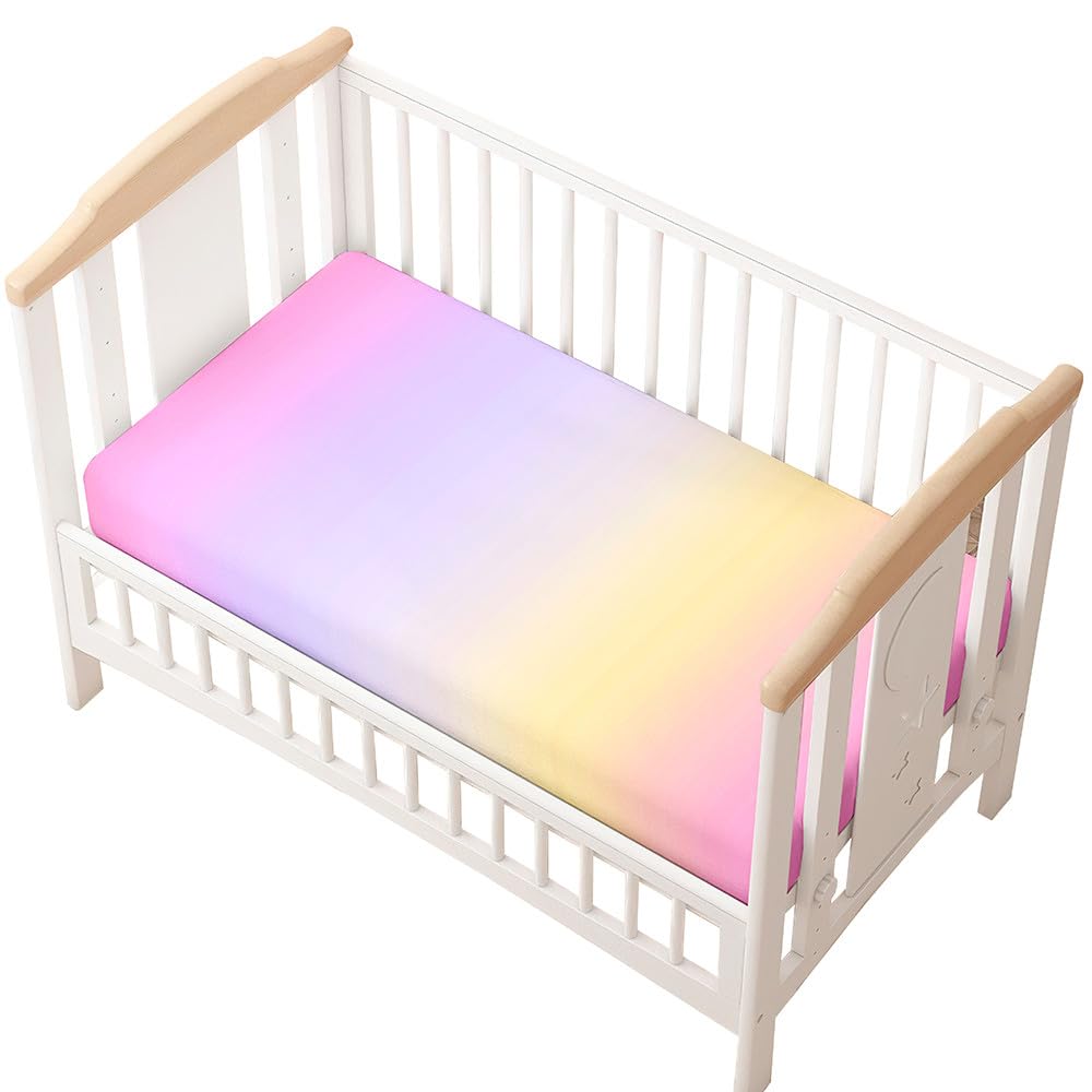 Odot Cot Bed Sheets, Multicolor Print Bedside Cribs Fitted Sheets, Baby Bed Sheets Microfiber Cot Bed Mattress Protector, Bassinet Sheets, Easy Care Soft and Dureable (Purple,33x75 cm)