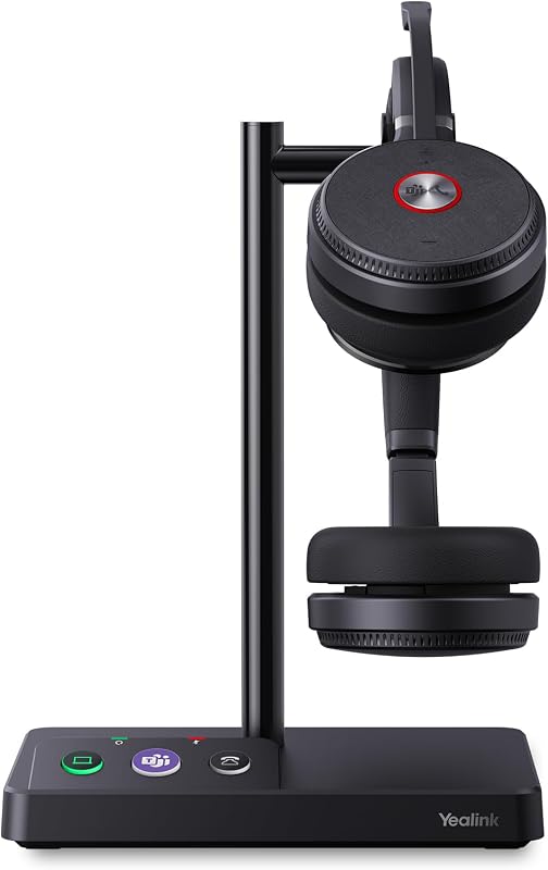 Auriculares DECT inalámbricos duales WH62 para teléfono IP y PC, Teams y Zoom | 525 pies de largo alcance, silencio rápido, micrófono con cancelación de ruido, control de llamadas, batería de 14 horas para centro de llamadas de oficina en casa