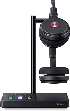 Yealink WH62 DECT Wireless Headset with Microphone, 525 Feet Range, Work Headset with Noise Cancelling Mic for Desk IP Phone and Computer Teams Zoom, Telephone Headset, 14H Talk Time, Quick Mute