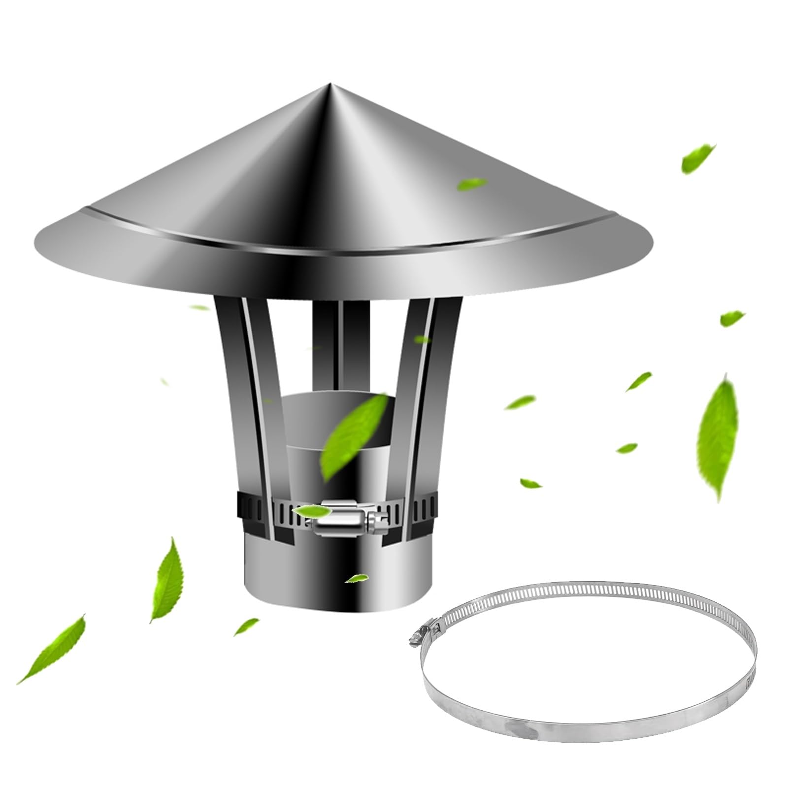 GKSNCJSMF Round Roof Rain Cap, Chimney Cowl Anti Down Draught,Vent Top,Outside Roof Fireplace Chimney Cover for Flue Pipe Stove,Easy Installation(160mm)