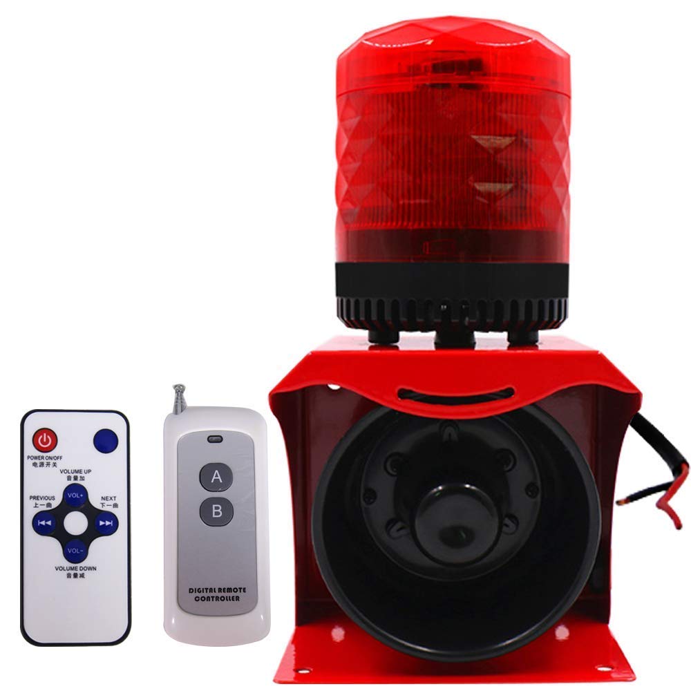 YJINGRUI 220V Siren Strobe Alarm 120dB Light and Sound Alarm with 100M Remote Control 5m Infrared Induction Dust and Rain Proof