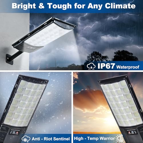 Sinpbw Solar Commercial Street and Area Lighting Fixture, Outdoor LED Security Lamp for Parking Lots, Roads, Pathways 6 Packs - image 5