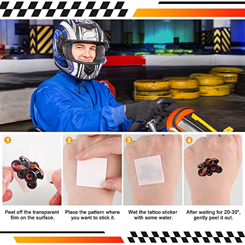 Gifolavy CAR12 128Pcs Hot Temporary Tattoos 8 Sheets Race Cars Birthday Party Supplies Decorations Favors Fake Tattoos Stickers thumb #5