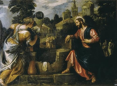 Toile moderne Le Christ et la Samaritaine au puits de Véronèse affiche de haute qualité