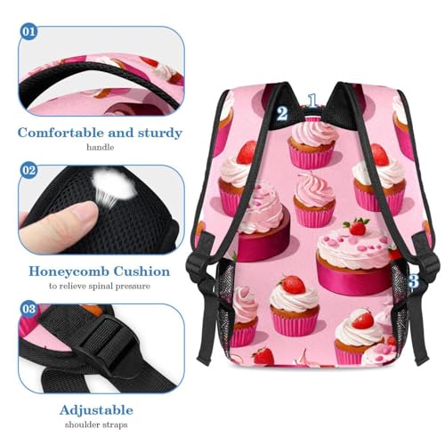 Ensemble de cartables rose motif dessert : sac à dos et trousse pour ados - 4
