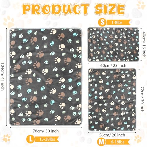 Tegeme 12 Pcs Pet Blankets Soft Fluffy Fleece Dog Cat Warm Paw Print Pattern Blankets Flannel Throw for Pets Dog Puppy Cat(41 x 30 Inch,Gray) - Image 3