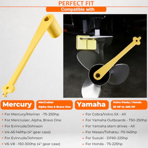 Image of Camoo For Mercury Prop Wrench Boat 1-1 /16 inch Propeller Wrench For All Mercury /Mercruiser /Yamaha Alpha /Bravo Outboard & Stern Drive - 91-859046Q4 | Light Weight, Yellow, Rustproof Plastic (27mm)