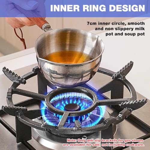 Image of Supvox Burner Stand, 10'' Cast Iron Stir Fry Pan Rack Gas Stove Stand, Fire Gathering Circular Cooking Stove Pot, Compatible with Pot /Pan Sizes Saucepans