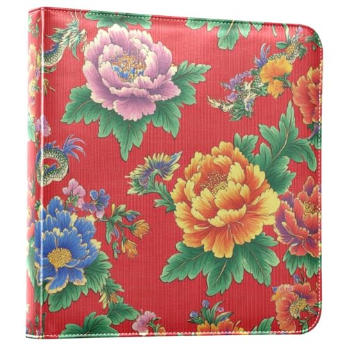 Álbum de Fotos Scrapbook Adhesivo DIY Flores de Peonía Roja Binder de 3 Argollas 40 Páginas 8x10 para Memorias miniatura 1