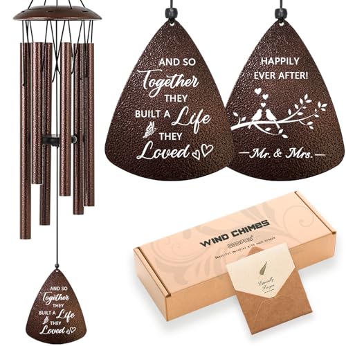 Image of Wedding Gifts for Couples, 32 inch Bronze Wind Chimes Gift for Wedding Engagement Newly Wed, Bridal Shower Gift for Bride, Mr and Mrs Gifts