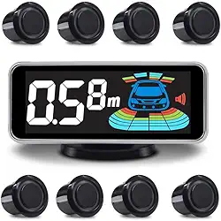 Sistema de Radar de Backup Carro Auto Veículo Reverso com 8 Sensores de Estacionamento Kit Detecção de Distância Display Lcd de Distância Aviso Sonoro ...