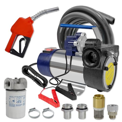 DIESELPUMPE Heizölpumpe Biodiesel-Pumpe Universal Automatic DIESEL STAR 160 FASSPUMPE mit 12V Anschluss, mit Schlauch, Zubehör mit Zapfpistole, Schlauch, Rückschlagventil (7-DPS01152-6S3)