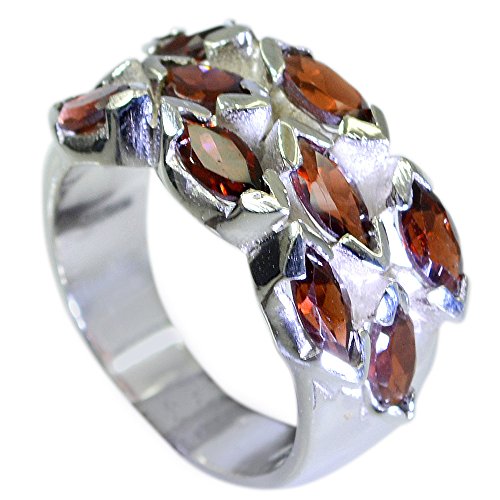 Bague Grenat Véritable Anneau Argent Marquise Pierre de Naissance