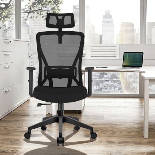 Durrafy Ergonomischer Bürostuhl mit Kopf- & Lendenstütze, Höhenverstellbarer Schreibtischstuhl...