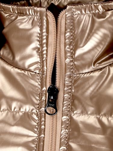 Image of KiddoPanti Girls Hooded Puffer Jacket with Front Zip & Pockets