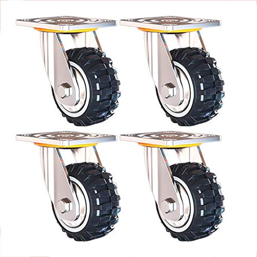 ZSM Ruedas de Trabajo Pesado Ruedas de Trolley Muebles Caster Caster Ruedas industriales Poliuretano Rincador Giratorio con Frenos Capacidad de Carga 1000kg 4pcs YMIK (Color : Swivel*4, Size : 8inch)