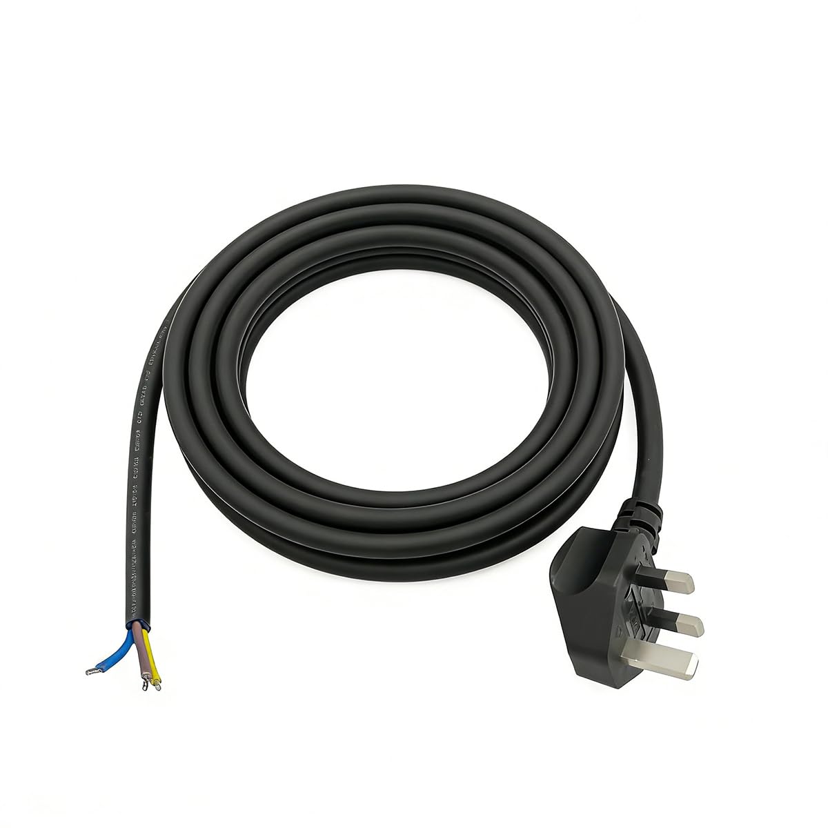 Solarsys Kabel zasilający 10 m H07RN-F 3G1,5mm² AC z 3-pinową wtyczką UK BS1363, 230V/16A, guma anty-UV, odsłonięta końcówka do instalacji solarnych/zewnętrznych