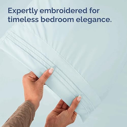 Miniatura 6 de CGK Unlimited - Juego de funda de almohada Queen de microfibra premium, azul hielo, 2 piezas