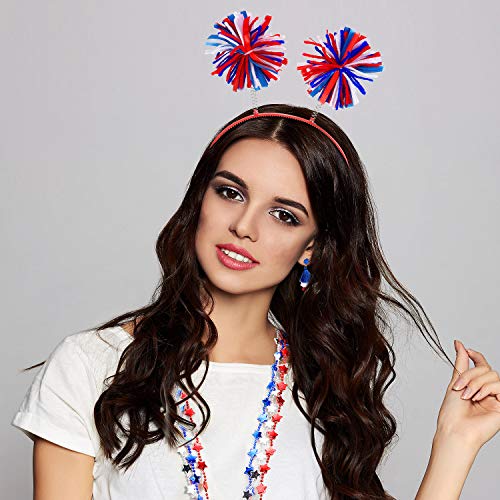 Women Costume Accessories Set Tutu Skirt Headbopper Tassel Earrings Bead Necklace Party Accessories (Red Blue White) #TOP4