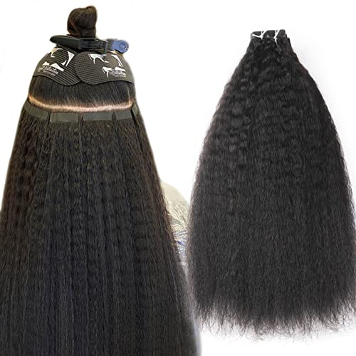 Niawigs Kinky Straight Tape In Hair Extensions Human Hair Skin Weft Tape In Extensions For Black Women 40 Pcs 100g Per Pack Glue In Hair Extensions Real Human Hair 16 Inches Natural Black