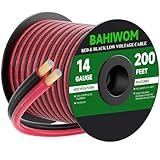 BAHIWOM 14 Gauge Wire 200FT 12V/24V DC Low Voltage Electrical Wire 2 Conductors Cable Flexible PVC Jacket Copper Clad Aluminum Extension Cord for Speaker, LED Strips, Automotive,Business