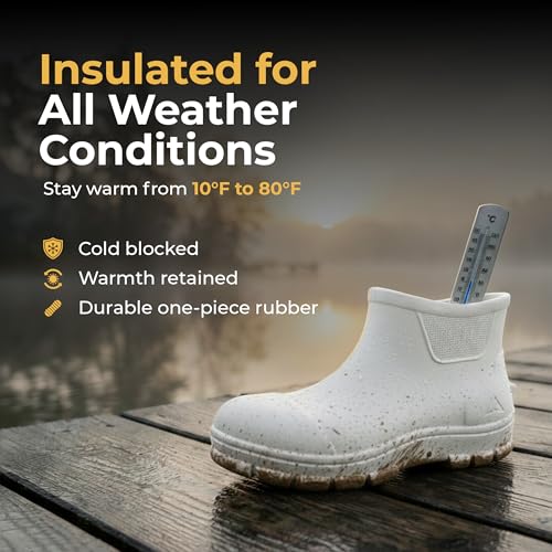 Image of Waterproof Deck Boots for Women | Lightweight, Anti-Slip Rubber Rain Boots, 10 oz each | Pull-On Fishing & Ankle Boots for Sailing, Boating, Docks, Camping | Garden Boots for Everyday