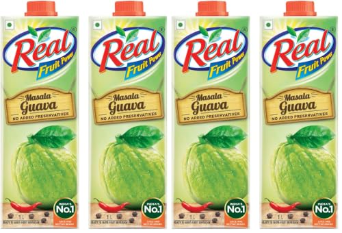 Image of DABUR Real Masala Guava Fruit Juice-1L (Pack Of 4)|No Added Preservatives,No Artificial Colours & Artificial Flavours|Goodness Of Best Guavas With Chatpata Masala|Daily Dose Of Fruit Nutrition