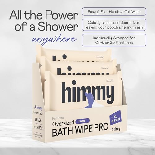 Himmy XL Pet Wipes for Dogs and Cats – 18” x 30” Bath Wipes for Cleaning, Deodorizing, Conditioning, Anti-Itch Grooming, Wet Dog Wipes for Paws, Butt, Ear, Eye, Face Whole Body Lavender Himmy XL Pet Wipes for Dogs and Cats – 18” x 30” Bath Wipes for Cleaning, Deodorizing, Conditioning, Anti-Itch Grooming, Wet Dog Wipes for Paws, Butt, Ear, Eye, Face Whole Body Lavender