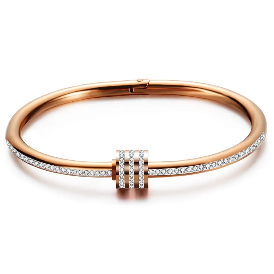 MEENAZ Bracelet for Women Girls men boys unisex Wife Fashion Rose Gold Stone Charm Stainless Steel kada silver golden Jewellery Diamond Kada Girlfriend valentine gifts Love AD Silver Bracelets-331 (B0CFY5ZLZL) Amazon Price History, Amazon Price Tracker