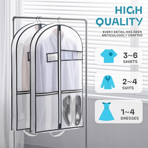 Image of Lazebox 43 inch Travel Garment Bag with Accessories Zipper Pocket, Heavy Duty Suit Bag for Suits, Tuxedos, Dresses, Coats