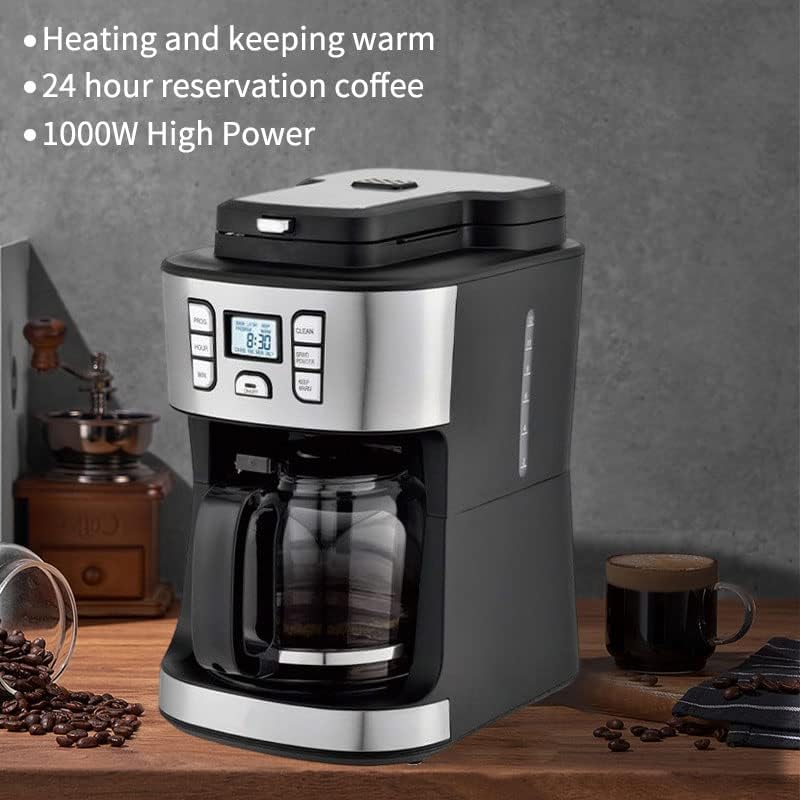 Miniatura 5 de IEASE kfj - Máquina de café de goteo automática para café molinillo de granos de cocina 2 en 1 pantalla LED inteligente mantiene el calor máquina de