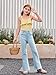 Haloumoning Girls Flare Jeans Kids Fashion Stretchy Denim Pants Bell Bottoms with Pockets Light Blue