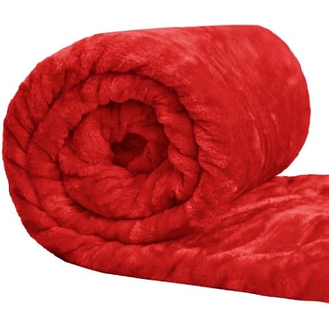 Runway Splash FAUX FUR MINK SOFA BED THROW SOFT WARM BLANKET SINGLE DOUBLE KING SIZE FUR THROW[Red,King] Cover