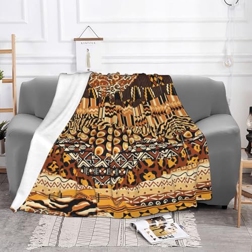 Couverture style africain en flanelle douce pour canapé et lit